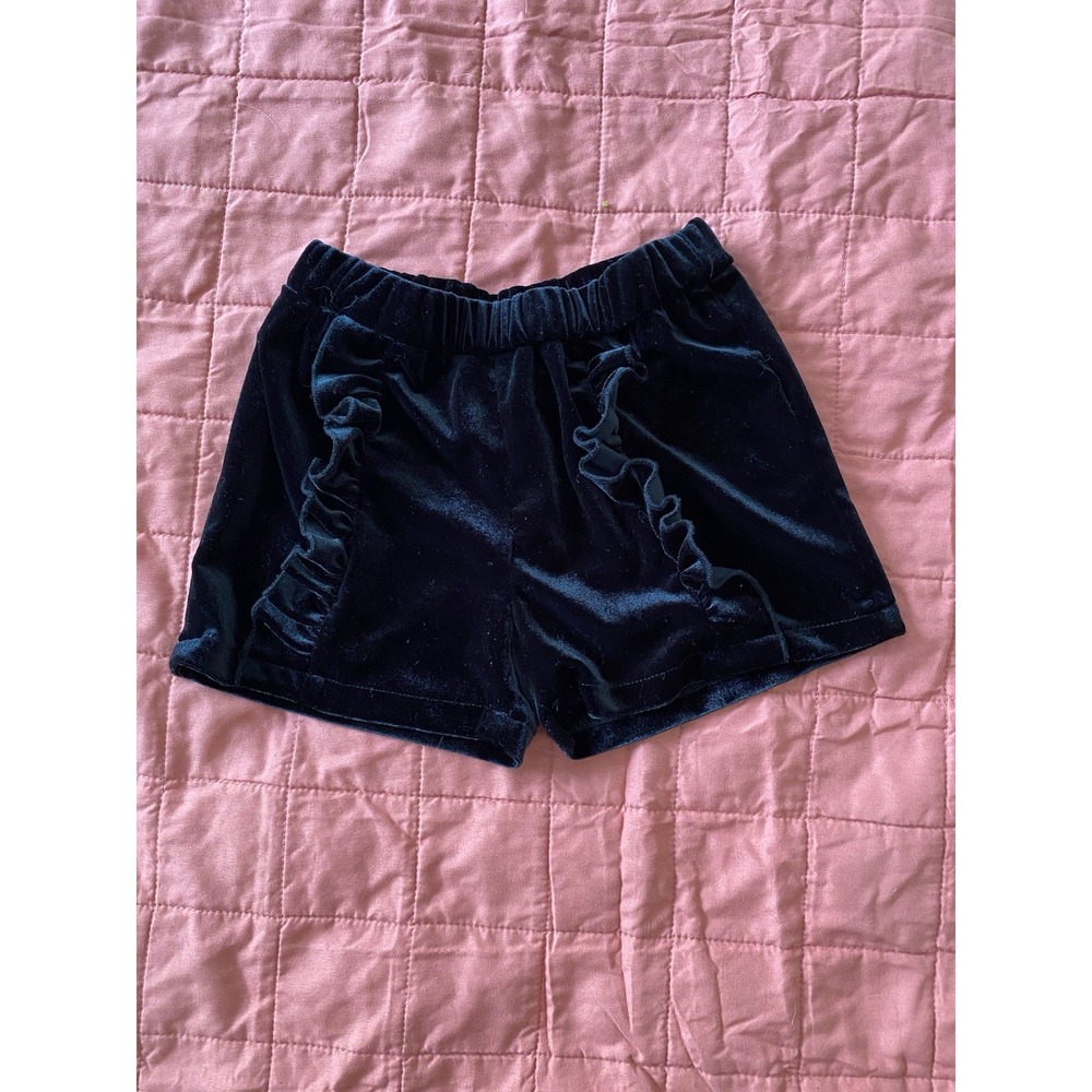 Little Girls Black Velvet Ruffle Vignette Shorts Size‎ 6Y